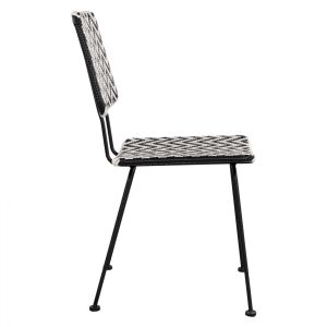 Метален стол Allegra Hm5693 с ракита цвят бял/черен 46x56x88cm