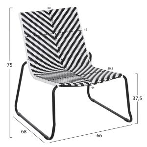 Metal chair Pony black and white synthetic rattan 66x68x75hcm Hm6082