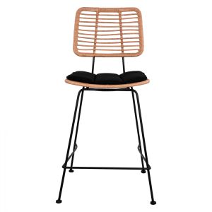 Метален стол с възглавничка Allegra Hm5644 ракита в бежов цвят 55x56x107