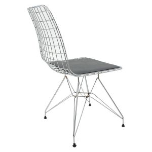 Metal chrome Pilot chair with black seat