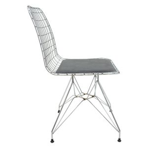 Metal chrome Pilot chair with black seat