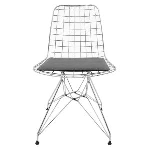 Metal chrome Pilot chair with black seat