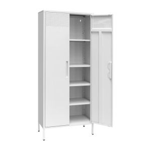 Metal cabinet Levi white color 70x35x170cm