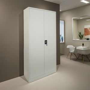 Метален шкаф Zogi с преграда в светло сив цвят 90x45x180см