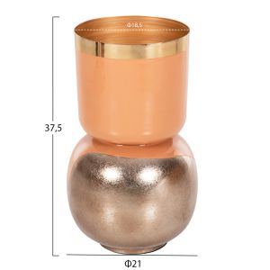 Metal vase Lingon Hm4233,02 salmon color/silver metallic D21x37,5hcm