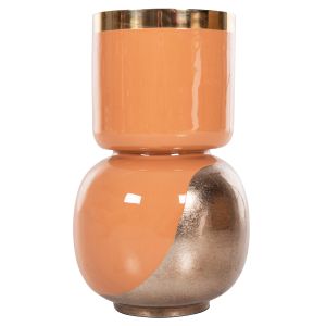 Metal vase Lingon Hm4233,02 salmon color/silver metallic D21x37,5hcm