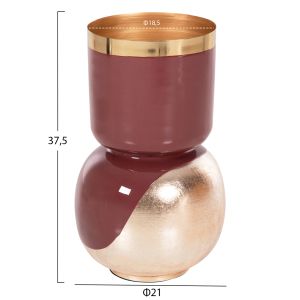 Metal vase Lingon Hm4233,06 cherry color/silver gold D21x37,5hcm
