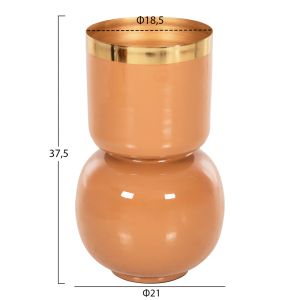 Metal vase Lingon Hm4233,09 gold/salmon color D21x37,5hcm