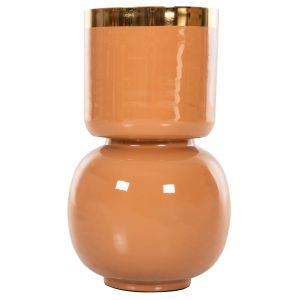 Metal vase Lingon Hm4233,09 gold/salmon color D21x37,5hcm