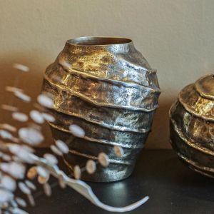 Spirals metal vase antique gold color 25x29cm