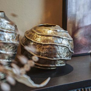 Spirals metal vase antique gold color 26x19cm