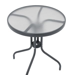 Watson metal garden table with glass top D60x70cm