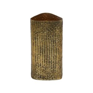 Metal decorative vase in antique gold color with dimensions 15x14x33cm