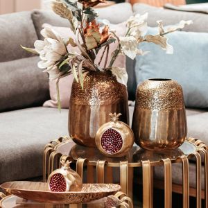 Metal decorative figure pomegranate golden-red color 8x10x11cm