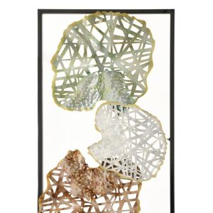 Metal wall decoration Leafs in black-gold-gray-veram color with dimensions 31x4x90cm