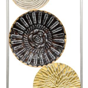 Metal wall decoration Leafs in black-gold-gray-black with dimensions 31x2x90cm