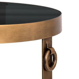 Metal round corner table with glass top Fl382 bronze-black color 41x45cm