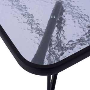 Метална маса Hm5679,01 сива със стъклен плот 120x70x71cm