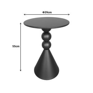 Bilane metal side table in black shade, dimensions 39x55 cm