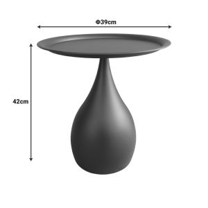 Samino metal side table in black color, dimensions 39x42 cm
