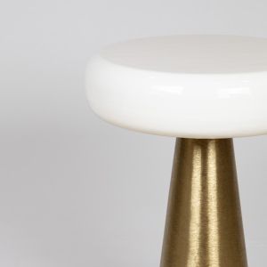 Metal side table, white-gold, 41x41x56cm