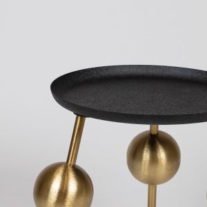 Metal side table, black and gold, 41x41x45cm
