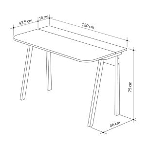 Минималистично бюро Malia в бяло-натурално-сиво 120x60.5x75см