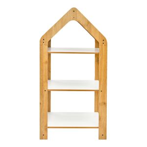 Монтесори етажерка Zoilen бяло-натурално-синьо мдф 50x30x100cm