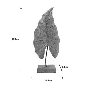 Настолна декорация Leaf Thelxinart Gold от мангово дърво и метал 24,5x8,5x57,5cm