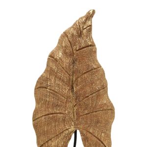 Настолна декорация Leaf Thelxinart Gold от мангово дърво и метал 24,5x8,5x57,5cm