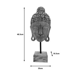 Настолна декорация буда Mask Inart от мангово дърво и метал 20x18,5x48,5cm