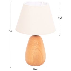 Настолна лампа Conni Hm4710 крем бяла капка-дървена основа Φ23x34hcm.