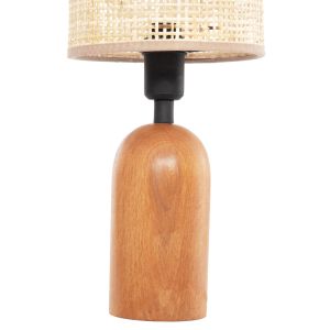 Настолна лампа Lyktur Hm4709 бежова плетена капка-дървена основа Φ15.5x35.5hcm.