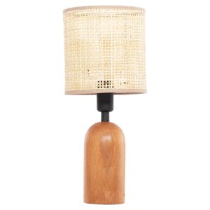 Настолна лампа Lyktur Hm4709 бежова плетена капка-дървена основа Φ15.5x35.5hcm.