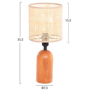 Настолна лампа Lyktur Hm4709 бежова плетена капка-дървена основа Φ15.5x35.5hcm.