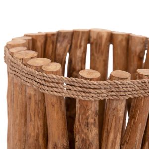 Cylindrical table lamp Gwyn Hm4435 wooden rattan branches in natural color Φ18.5x28.5cm.