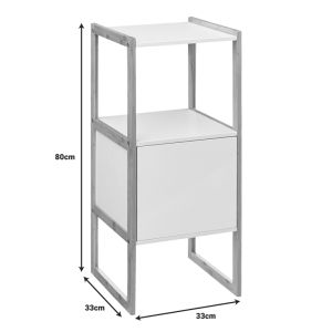 Low wall cabinet Derfen in white-natural color 33x33x80cm