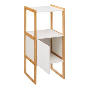 Low wall cabinet Derfen in white-natural color 33x33x80cm
