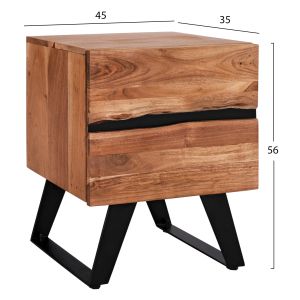 Bedside table Alicia-a Hm8360,11 acacia solid wood 45x35x56