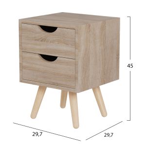 Нощно шкафче Dinkl, Hm2472,01, меламин-2 чекмеджета, сонема, 29,7x29,7x45hcm