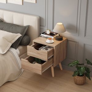 Нощно шкафче Dinkl, Hm2472,01, меламин-2 чекмеджета, сонема, 29,7x29,7x45hcm