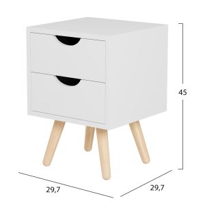 Нощно шкафче Dinkl, Hm2472,03, меламин-2 чекмеджета, бяло, 29,7x29,7x45hcm