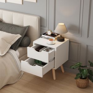 Нощно шкафче Dinkl, Hm2472,03, меламин-2 чекмеджета, бяло, 29,7x29,7x45hcm