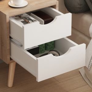 Нощно шкафче Dinkl, Hm2472,04, меламин-2 чекмеджета, сонема-бяло, 29,7x29,7x45hcm