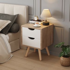 Нощно шкафче Dinkl, Hm2472,04, меламин-2 чекмеджета, сонема-бяло, 29,7x29,7x45hcm