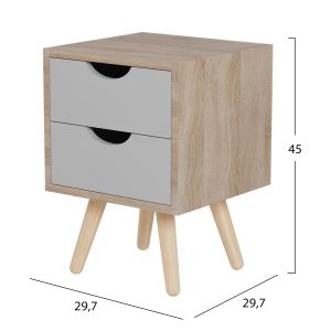 Нощно шкафче Dinkl, Hm2472,05, меламин-2 чекмеджета, сонема-сиво, 29,7x29,7x45hcm