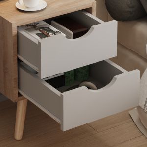 Нощно шкафче Dinkl, Hm2472,05, меламин-2 чекмеджета, сонема-сиво, 29,7x29,7x45hcm