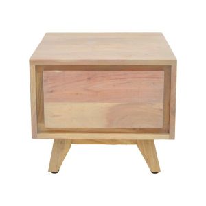Emira bedside table, solid acacia wood, natural shade, 40x40x35cm