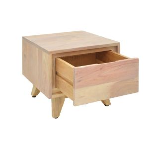 Emira bedside table, solid acacia wood, natural shade, 40x40x35cm