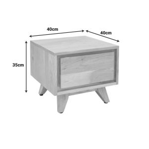 Emira bedside table, solid acacia wood, natural shade, 40x40x35cm